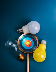 Business goal and success concept, creative strategy and solution innovation ideas. 3d target icon...