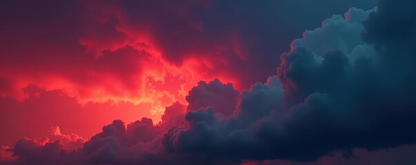 Fototapeta premium Crimson sky, dark storm clouds gathering, ominous glow, dark, atmospheric