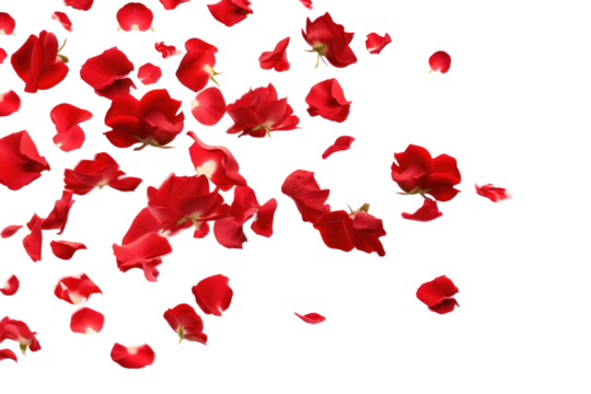 red rose flowers petals  on transparent background