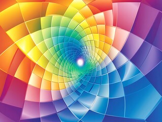Fototapeta premium Vivid spectrum mosaic tiles swirling into a bright vortex of light
