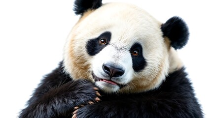Naklejka premium Adorable Giant Panda Close-Up: A Captivating Portrait