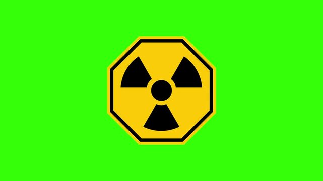radioactive symbol animated icon active radio symbol round triangle and hexagon green screen 4k looping