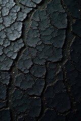Deep charcoal bark texture on sleek modern table, polished, texture, matte