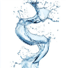 water splash isolated on white, generative AI illustration