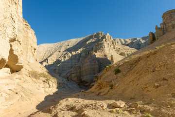 The unique white mountains of Aktau in the Altyn Emel natural park in southeast Kazakhstan