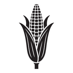 Vector Illustration of Corn on the Cob Black and White Drawing