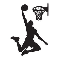 Basketball Player Silhouette Slam Dunking Vector Sport Illustration © Creative Image  