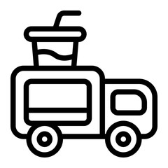 Bubble Tea Truck Line Icon