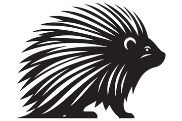 Striking Porcupine Silhouette Vector Image for Wildlife Designs