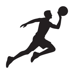 Silhouette of Basketball Player About to Shoot the Ball
