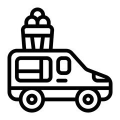 Popcorn Truck Line Icon
