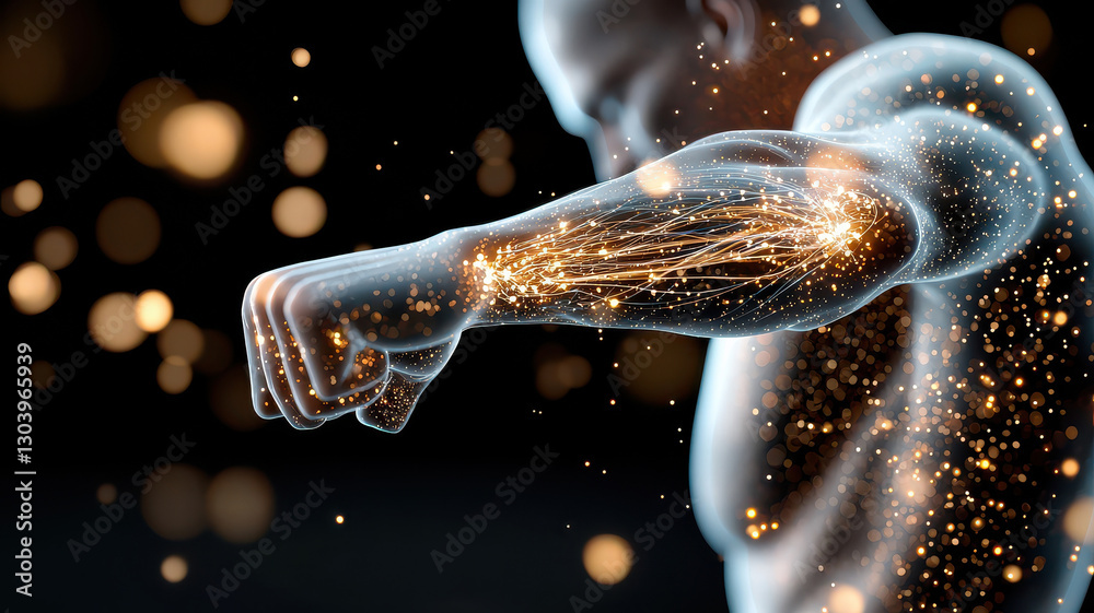 Aufkleber digital representation of human body with glowing neural connections and futuristic elements, showca