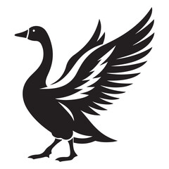 Elegant Goose in Flight Vector Illustration Beautiful Bird Silhouette Design