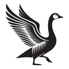 Obraz premium Dynamic Goose Wing Spread Vector Illustration Silhouette Bird Design Art