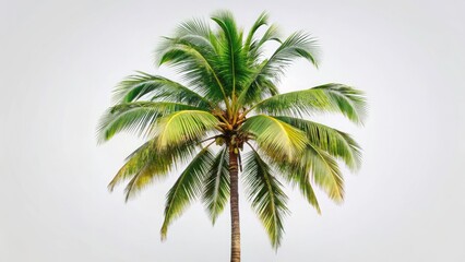 Obraz premium Isolated Tropical Coconut Palm Tree Minimalist Photography for Beach and Nature Themes, Perfect for Backgrounds, Digital Designs, and Eco-Friendly Projects