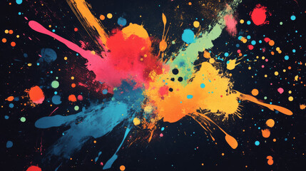 Colorful abstract background with vibrant splashes and textures