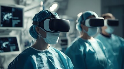 Experienced surgeon in operating room wearing surgical scrubs and mask ready to perform a complex medical procedure