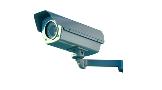CCTV Security Camera on PNG Transparent Background, Recording and Monitoring the Criminals Scene
