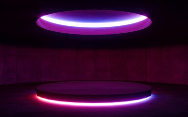 interior empty space with colorful lighting , 3d rendering