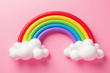 Stylized rainbow and cloud motif, soft pink background, stylish aesthetic, love, trendy, stylish