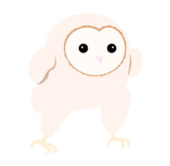 地面を走るメンフクロウの赤ちゃんのベクターイラスト