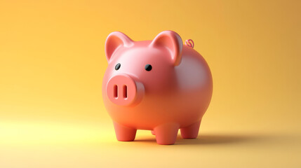 3D pink piggy bank representing savings and financial growth