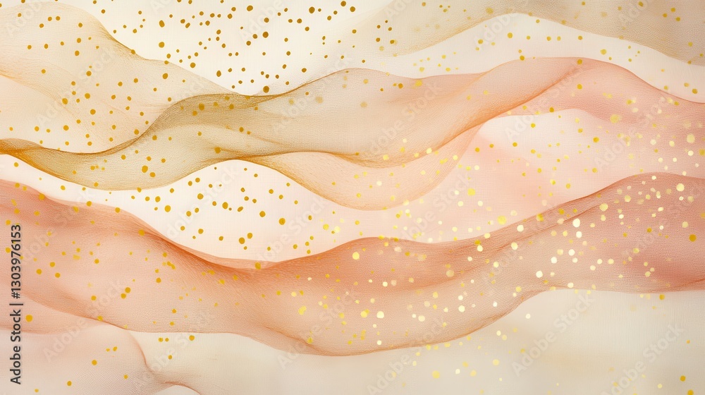 Poster Gradient of soft pencil strokes in muted ochre with flowing lines and golden accents creating a calming atmosphere