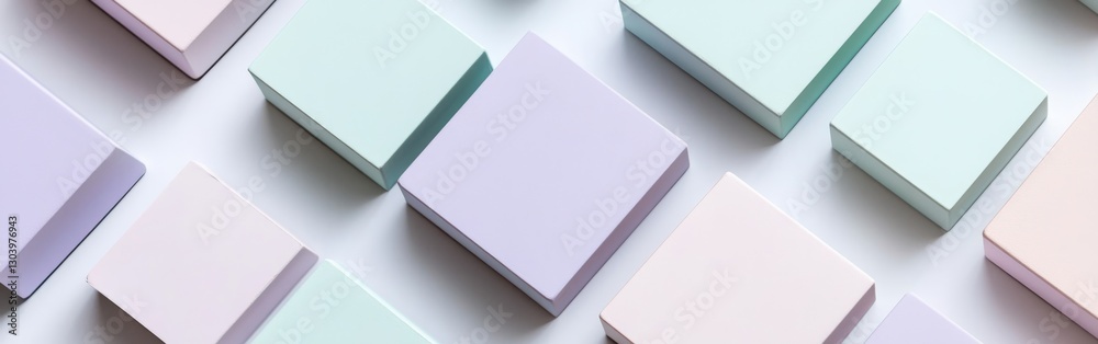 Aufkleber Muted mint color blocks arranged in a geometric pattern on a neutral background for minimalist aesthetics