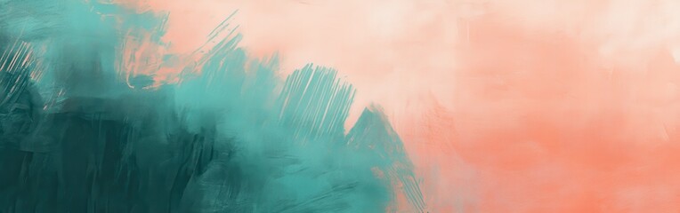 Faint pencil strokes create an abstract design with large swaths of teal and peach colors in a serene artistic composition