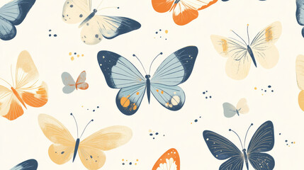 Cheerful butterflies in seamless pattern, perfect for decor