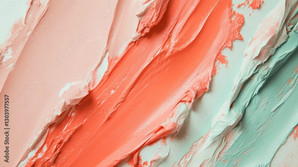 Poster elegant contrasts of coral and mint strokes creating a vibrant decorative texture