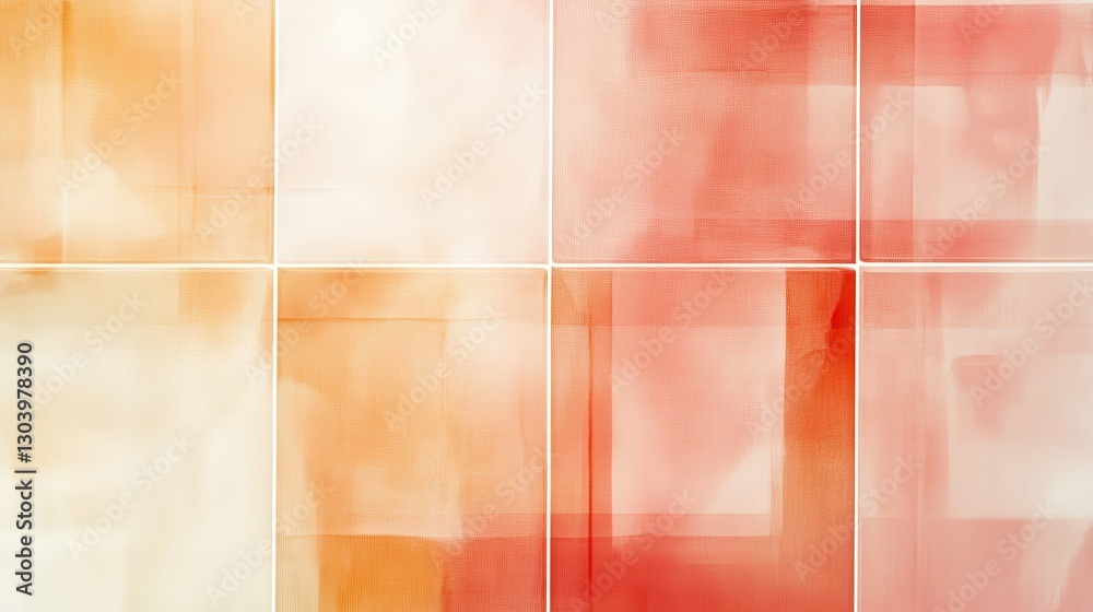 Leinwandbilder soft pastel amber and coral grid patterns create a calming visual experience in a warm color palette