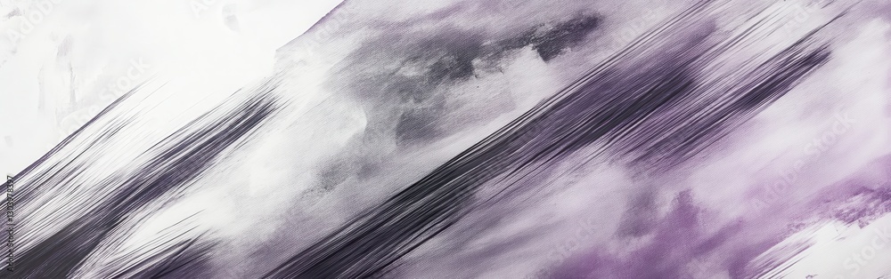 Poster Dynamic abstract pencil strokes create a jagged texture in monochrome and lavender hues over a white background
