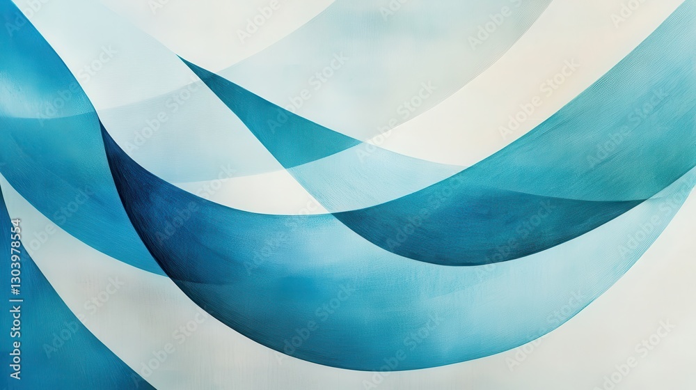 Aufkleber Abstract curves of pencil strokes create a calming gradient of blues and greens in a serene composition