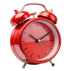 red alarm clock isolated on a transparent background .PNG FORMAT
