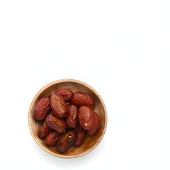 jujube or chinese date in wooden bowl isolated on white background 