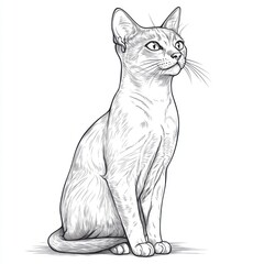 Obraz premium Abyssinian cat coloring page for kids realistic style fun activity indoor eye-level creative learning