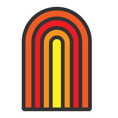 Bold Colorful Memphis Rainbow Shape