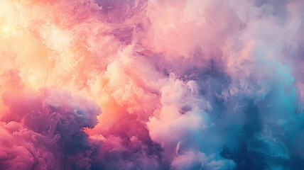 Naklejka premium Vibrant abstract clouds in shades of pink, purple, and blue create dreamy atmosphere