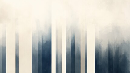 Minimalist abstract composition featuring muted indigo tones and vertical elements in a serene environment