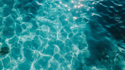 Clear blue water surface with shimmering ripples and reflections