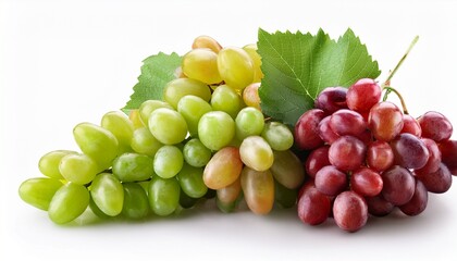 Fototapeta premium a bunch of green and red grapes isolated in a white