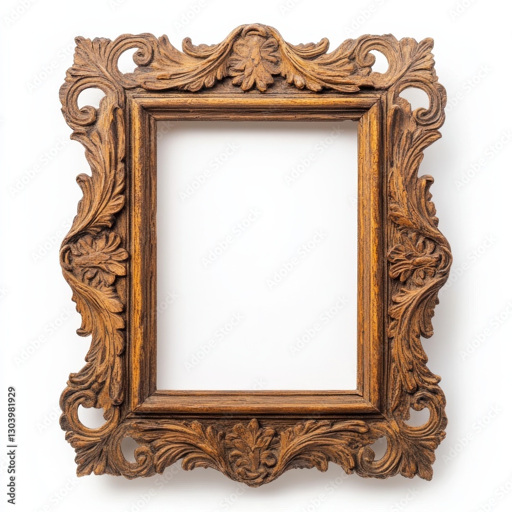 Poster Decorative wooden picture frame with intricate floral patterns designed for displaying cherished memories