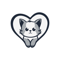 a cute love cat illustration logo