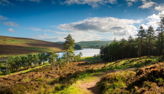 looking towards loch trool in the galloway forest in southern scotland