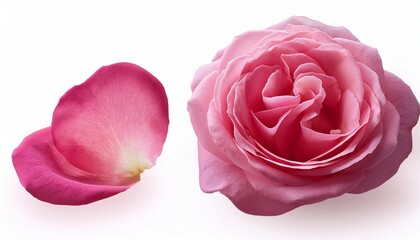 opened pink rose or bulgarian rose on white background file contains clipping path