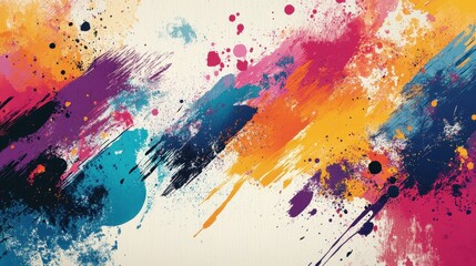Fototapeta premium Vibrant abstract painting with bold brushstrokes and splashes. Ideal for backgrounds, websites, or projects needing a creative, energetic feel.