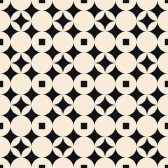 Minimalist Black and Beige Geometric Pattern with Circles and Squares and Stars