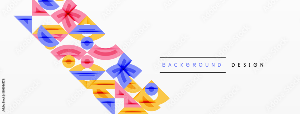 Aufkleber Abstract geometric background with shapes, featuring circular and rounded elements. Bold contrast, smooth gradients, dynamic composition, futuristic style
