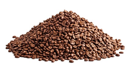Pile of Roasted Coffee Beans Isolated on White
